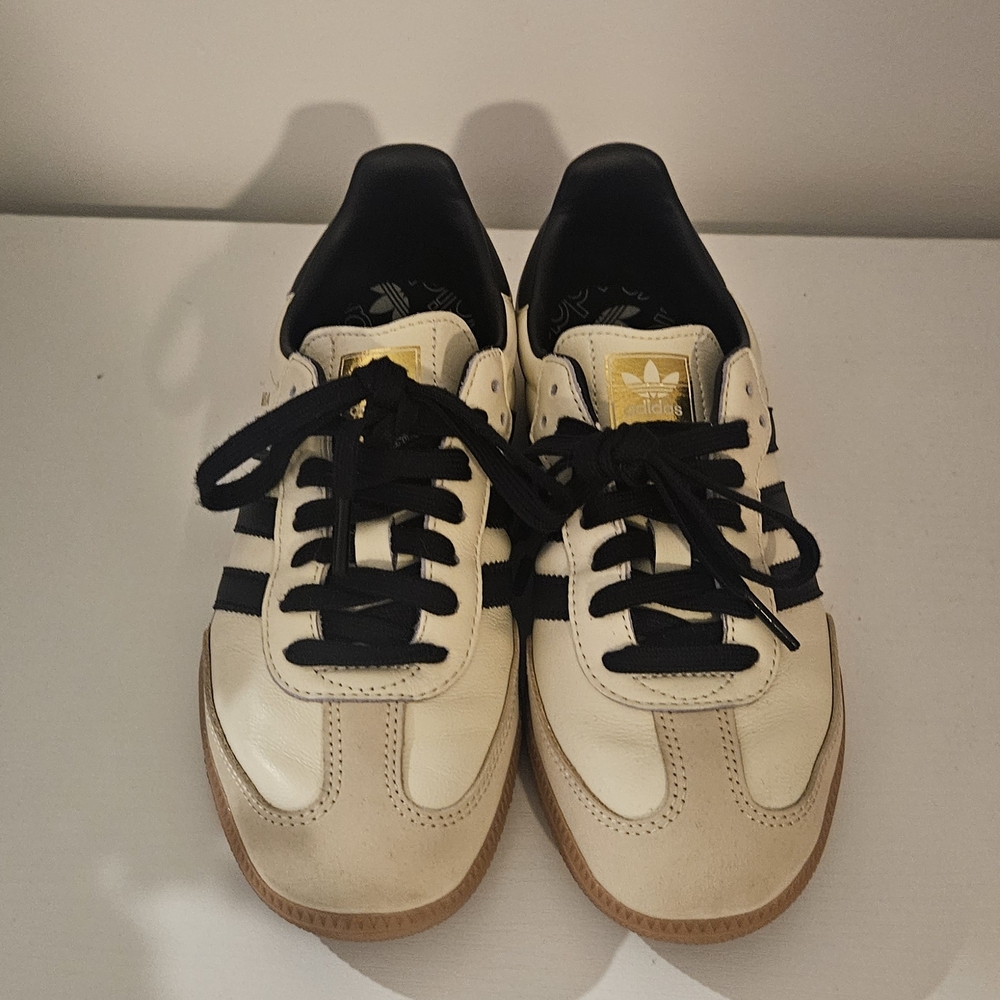 Adidas Samba Women's Cream and Black Athletic Shoes
